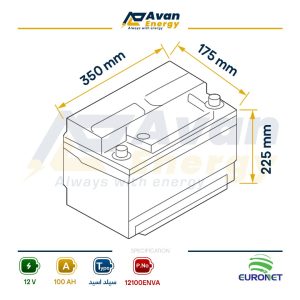باتری سیلد اسید قابل شارژ 12 ولت 100 آمپرساعت یورونت - EURONET