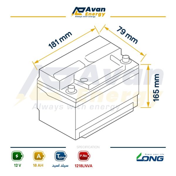 باتری سیلد اسید قابل شارژ 12 ولت 18 آمپرساعت لانگ - LONG
