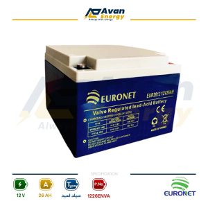 باتری سیلد اسید قابل شارژ 12 ولت 26 آمپرساعت یورونت - EURONET