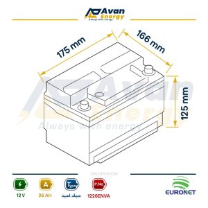 باتری سیلد اسید قابل شارژ 12 ولت 26 آمپرساعت یورونت - EURONET