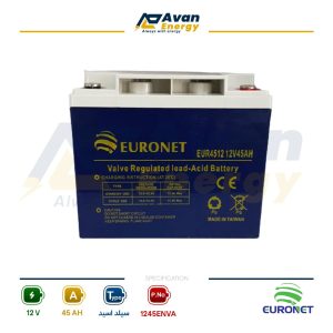 باتری سیلد اسید قابل شارژ 12 ولت 45 آمپرساعت یورونت - EURONET