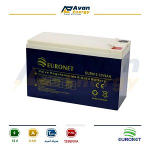 باتری سیلد اسید قابل شارژ 12 ولت 9 آمپرساعت یورونت - EURONET