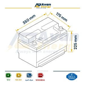 باتری سیلد اسید قابل شارژ 12 ولت 100 آمپرساعت – ایبیزا BIZA POWER