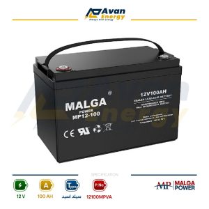 باتری سیلد اسید قابل شارژ 12 ولت 100 آمپرساعت مالگا پاور - MALGA POWER