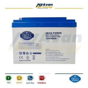 باتری سیلد اسید قابل شارژ 12 ولت 28 آمپرساعت – ایبیزا BIZA POWER