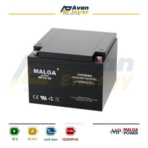 باتری سیلد اسید قابل شارژ 12 ولت 28 آمپرساعت مالگا پاور - MALGA POWER