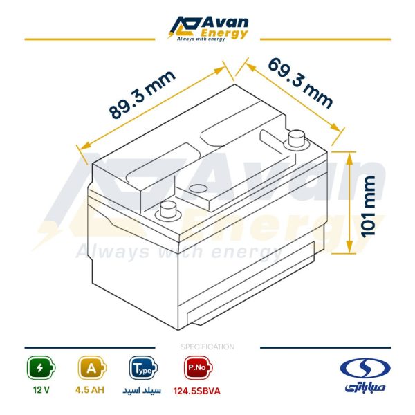 باتری سیلد اسید قابل شارژ 12 ولت 4.5 آمپرساعت صبا باتری – SABA