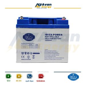 باتری سیلد اسید قابل شارژ 12 ولت 45 آمپرساعت – ایبیزا BIZA POWER