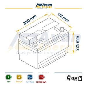 باتری سیلد اسید قابل شارژ 12 ولت 100 آمپرساعت گریت سولار – GREAT SOLAR