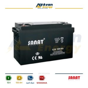 باتری سیلد اسید قابل شارژ 12 ولت 100 آمپرساعت صنعت - SANAT
