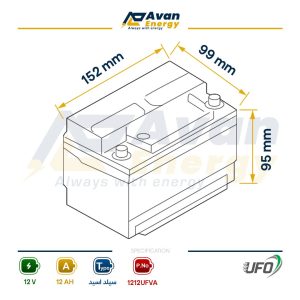 باتری سیلد اسید قابل شارژ 12 ولت 12 آمپرساعت یوفو - UFO