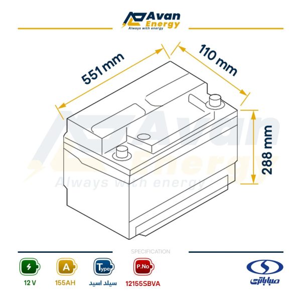 باتری سیلد اسید قابل شارژ 12 ولت 155 آمپرساعت صبا باتری – SABA