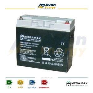 باتری سیلد اسید قابل شارژ 12 ولت 18 آمپرساعت مگامکس - MEGAMAX