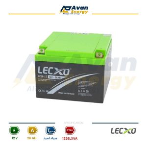 باتری سیلد اسید قابل شارژ 12 ولت 26 آمپرساعت لگزو - LECXO