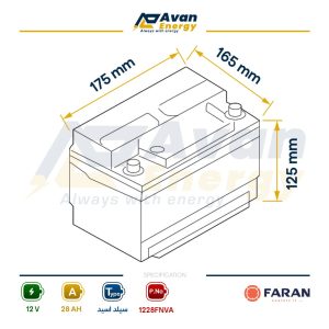 باتری سیلد اسید قابل شارژ 12 ولت 28 آمپرساعت فاران - FARAN