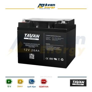 باتری سیلد اسید قابل شارژ 12 ولت 28 آمپرساعت توان - TAVAN