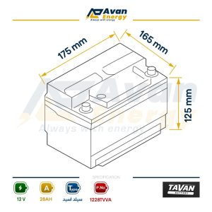باتری سیلد اسید قابل شارژ 12 ولت 28 آمپرساعت توان - TAVAN