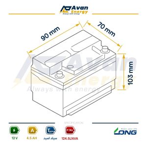 باتری سیلد اسید قابل شارژ 12 ولت 4.5 آمپرساعت لانگ - LONG