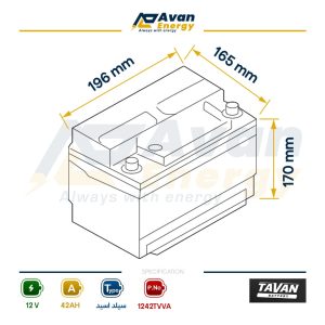 باتری سیلد اسید قابل شارژ 12 ولت 42 آمپرساعت توان – TAVAN