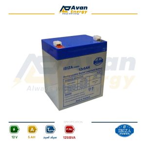 باتری سیلد اسید قابل شارژ 12 ولت 5 آمپرساعت – ایبیزا BIZA POWER