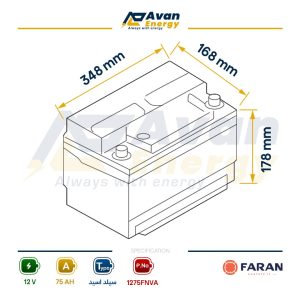باتری سیلد اسید قابل شارژ 12 ولت 75 آمپرساعت فاران - FARAN
