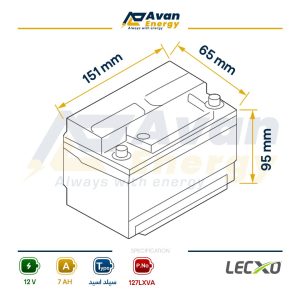 باتری سیلد اسید قابل شارژ 12 ولت 7 آمپرساعت لگزو – LECXO