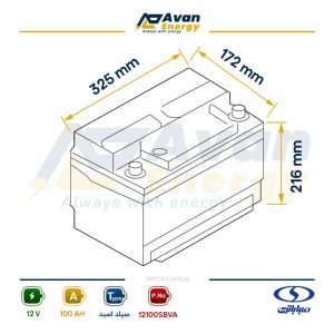باتری سیلد اسید قابل شارژ 12 ولت 100 آمپرساعت صبا باتری - SABA