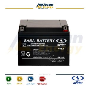 باتری سیلد اسید قابل شارژ 12 ولت 28 آمپرساعت صبا باتری - SABA