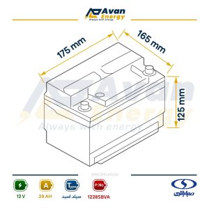 باتری سیلد اسید قابل شارژ 12 ولت 28 آمپرساعت صبا باتری - SABA