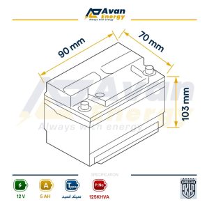 باتری سیلد اسید قابل شارژ 12 ولت 5 آمپرساعت - ایبیزا کا اچ پاور KH POWER